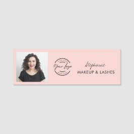 Etiqueta De Nome Blush Pink Script Logo Photo Lashes