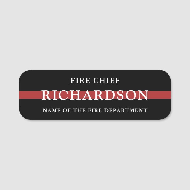 Etiqueta De Nome Bombeiro Personalizado - Thin Red Fire (Frente)