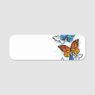 Etiqueta De Nome Borboletas voadoras Morpho e Monarca
