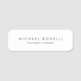Etiqueta De Nome Branco moderno elegante minimalista simples