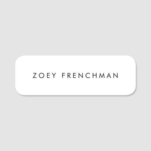 Etiqueta De Nome Branco simples (Frente)