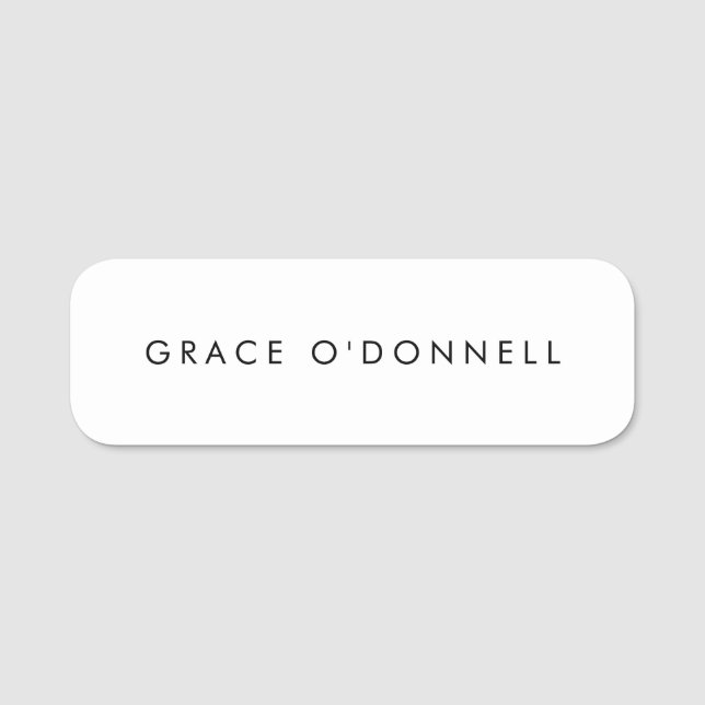 Etiqueta De Nome Branco simples (Frente)