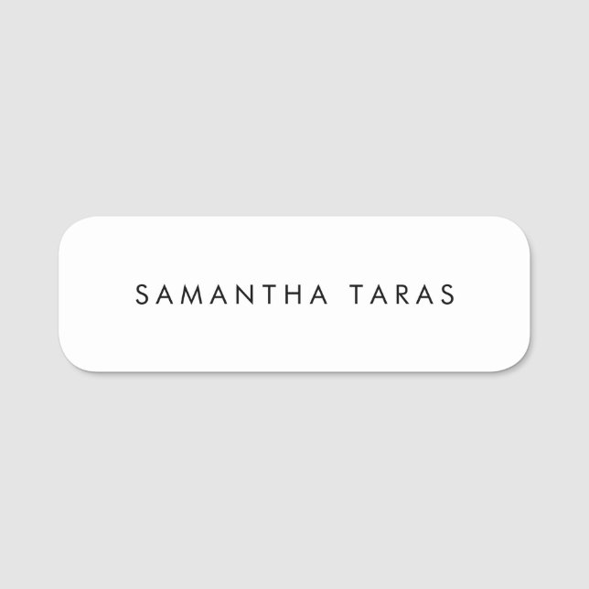 Etiqueta De Nome Branco simples (Frente)