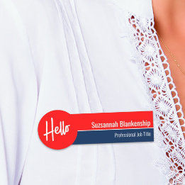 Etiqueta De Nome Branco Vermelho e Azul Alô Personalizado