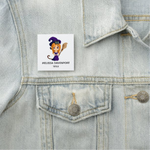 Etiqueta De Nome Bruxa Bonita no Halloween Roxo