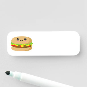 Etiqueta De Nome Burger Kawaii