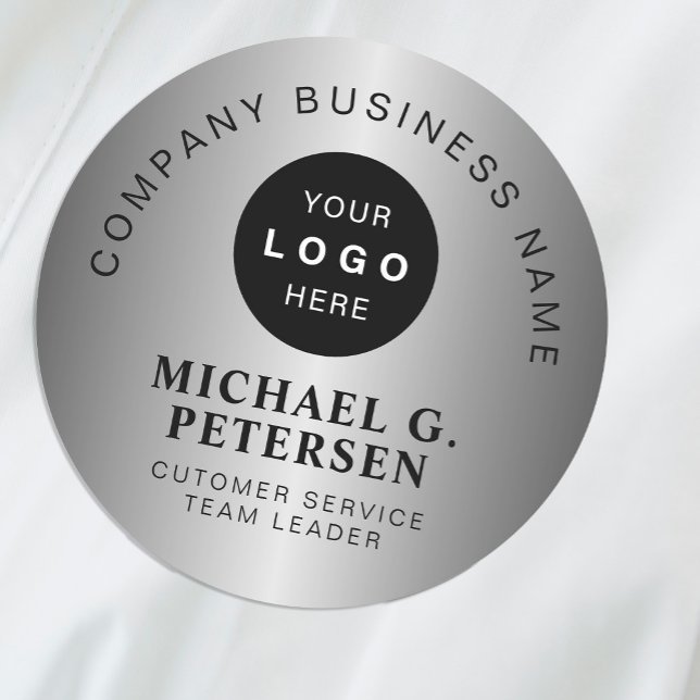 Etiqueta De Nome Business logo  faux silver company employee (Criador carregado)