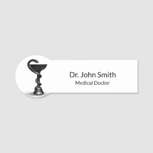 Etiqueta De Nome Caduco Branco da Cobra da Hygieia do Bowl Médico P