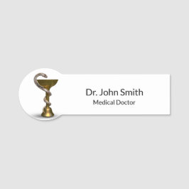 Etiqueta De Nome Caduco Branco da Cobra de Higieia Médica de Bronze