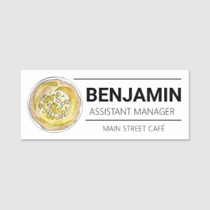 Etiqueta De Nome Café de Comida Mediterrâneo de Galinhas Hummus Hou