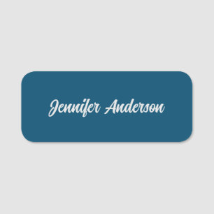 Etiqueta De Nome Caligrafia Chic Elegant Ocean Blue Personalizado