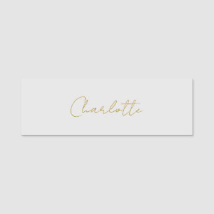 Etiqueta De Nome Caligrafia Dourada Cor Cinza Personalizada Edição
