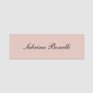 Etiqueta De Nome Caligrafia elegante, simples, cor Rosa Dourada