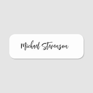 Etiqueta De Nome Caligrafia White Personalizada Simples Moderna Pre