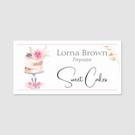 Etiqueta De Nome Cama Elegante Cor-de-Água Rosa