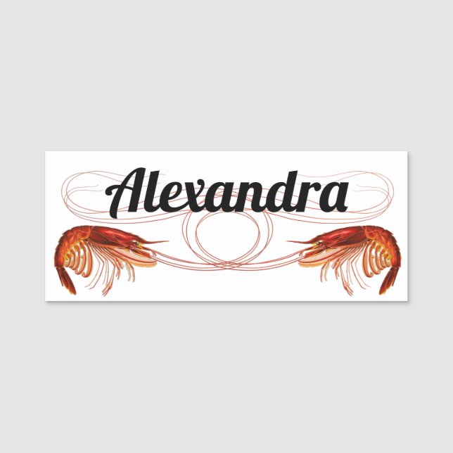 Etiqueta De Nome Camarão Vermelho rico em Branco     (Frente)