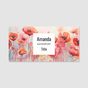 Etiqueta De Nome Cápsulas de Aquarela Vermelha em um Campo