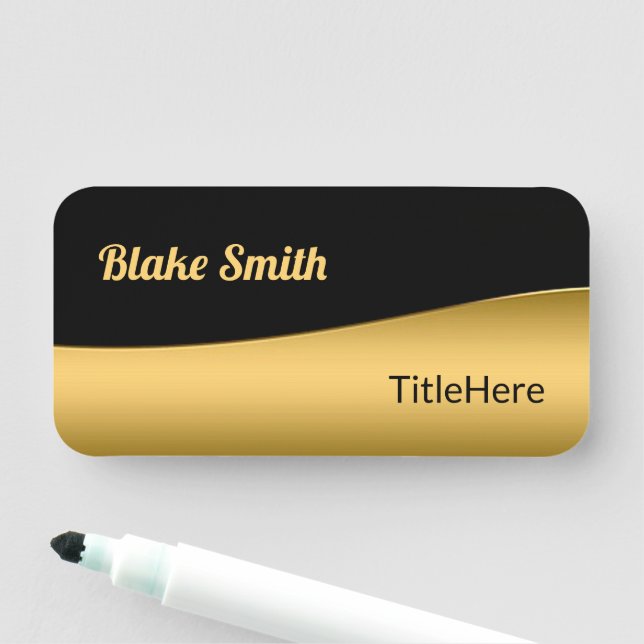 Etiqueta De Nome Cargo de título preto e dourado (In Situ)
