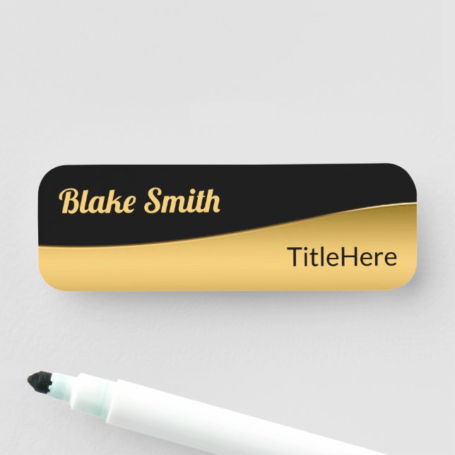 Etiqueta De Nome Cargo de título preto e dourado (In Situ)