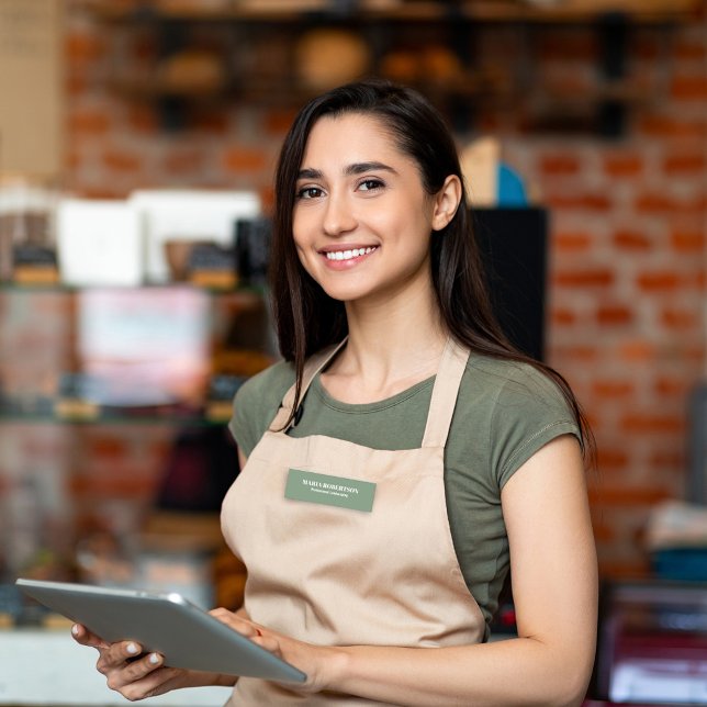 Etiqueta De Nome Cargo do Funcionário (Botanical green business name tag. )