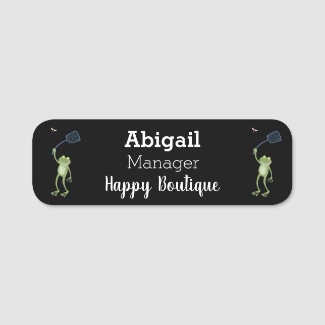 Etiqueta De Nome Cartoon de mosca verde-sapo engraçado (Frente)