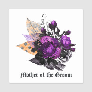 Etiqueta De Nome Casamento Floral Gótico Shabby-Chic Purple & Orang