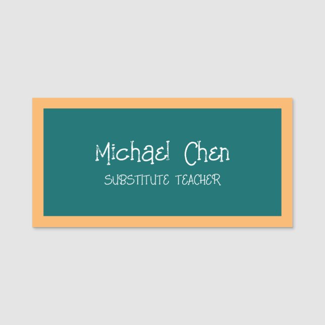 Etiqueta De Nome Chalkboard substituta do professor (Frente)