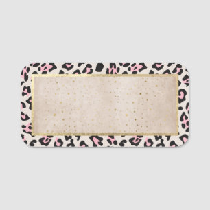 Etiqueta De Nome Cheetah Pattern E Dourada Vintage