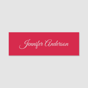 Etiqueta De Nome Chic Calliographic Elegante Cherry Red Personaliza