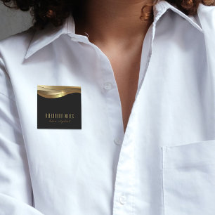 Etiqueta De Nome Chic Dourado Mínimo Mínimo Negro de Gama Moderna