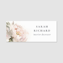 Etiqueta De Nome Chic Dusky Blush Peony Watercolor Bunch Floral