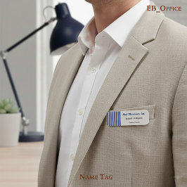 Etiqueta De Nome Chic Navy Blue & White Stripes Boutique Executive