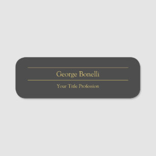 Etiqueta De Nome Chic Personalizado Pessoal da Cinza de Cor Dourada
