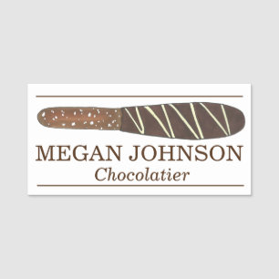 Etiqueta De Nome Chocolate coberto Pretzel Stick Chocolatier Candy