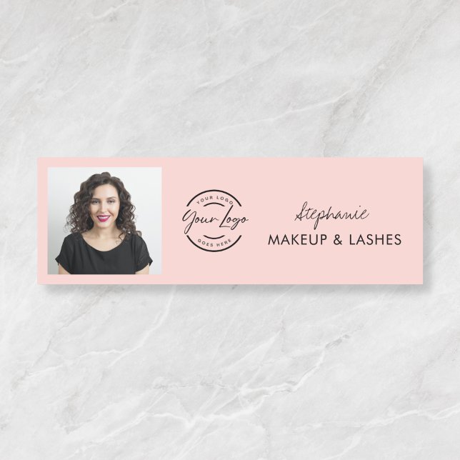 Etiqueta De Nome Cílios Foto Logo Roscado Blush Script (Criador carregado)