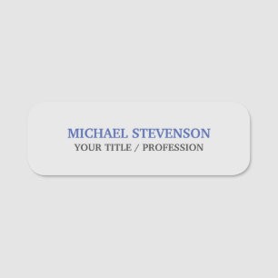 Etiqueta De Nome Cinza Azul Clássica Única Especial