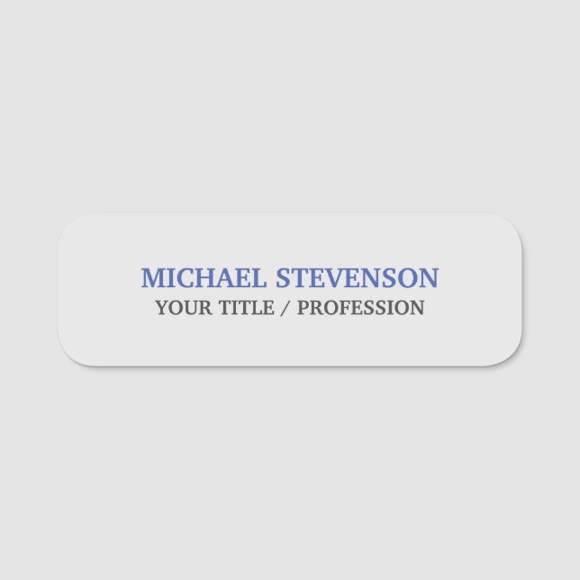 Etiqueta De Nome Cinza Azul Clássica Única Especial (Frente)