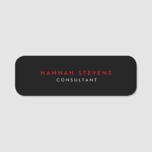 Etiqueta De Nome Cinza Negra Red Professional Modern