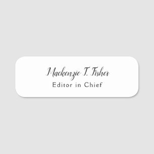Etiqueta De Nome Clássica Caligrafia Elegante Simples Branco