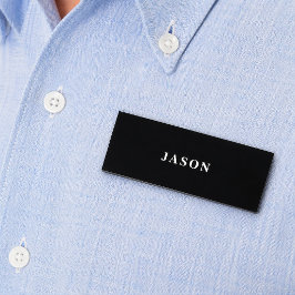 Etiqueta De Nome Clássico Simples Preto e Branco Moderno Profission