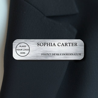Etiqueta De Nome Clear Silver Hairline Classic Name Badge Custom