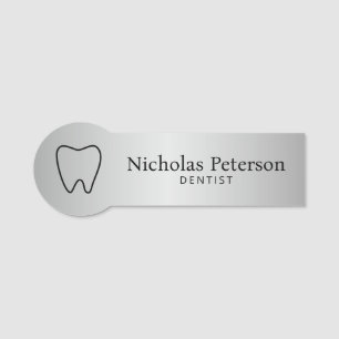 Etiqueta De Nome Clínica Dental Dentista Dentista do Dente de Prata