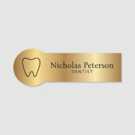 Etiqueta De Nome Clínica dentária Dourada Metálica Moderna
