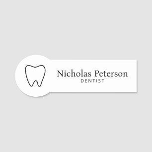 Etiqueta De Nome Clínica dentária minimalista moderna dos dentes