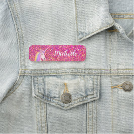 Etiqueta De Nome Coleta Cinzenta Cor-de-Rosa Brilhante Unicorn Pers