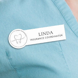 Etiqueta De Nome Coordenador de Seguro Odontológico Minimalista