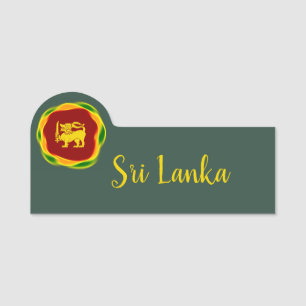 Etiqueta De Nome Cores do Sinalizador do Sri Lanka e Leão Amarelo S