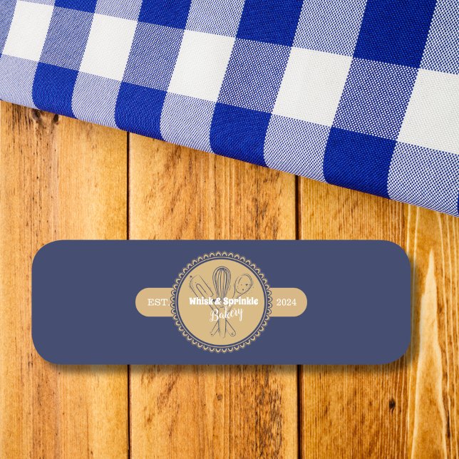 Etiqueta De Nome Cozinha de Colher Catering Padaria Navy & Gold (Criador carregado)