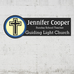 Etiqueta De Nome Crachá da Igreja de Texto Personalizada do Logoti