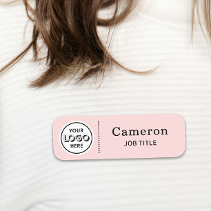 Etiqueta De Nome Crachá de Funcionário Rosa Logotipo de Empresa Mod